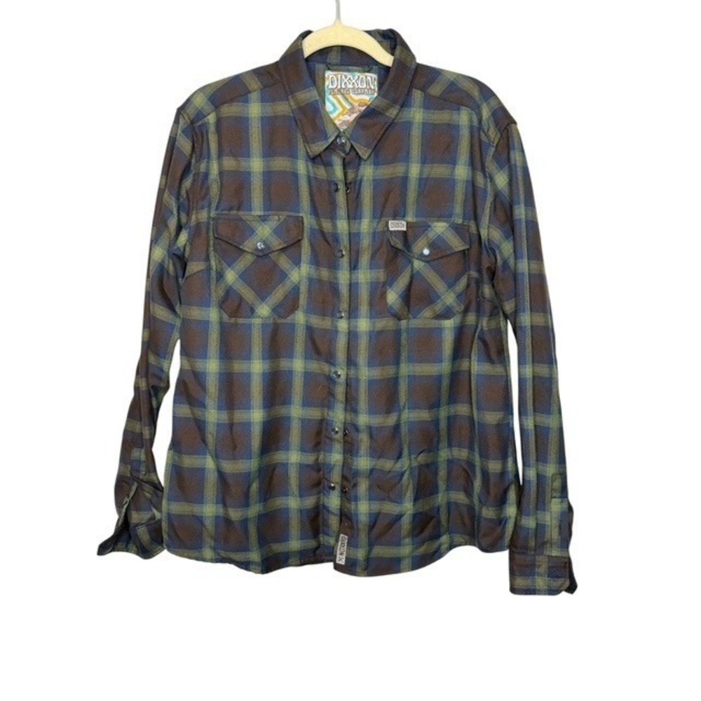 Dixxon Men's The Cove Blue Green Brown Plaid Flannel Shirt Size XL